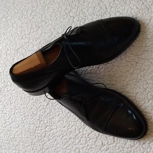 Johnston & Murphy Cellini Black Half Brogue Calfskin Leather Shoes 10.5 M